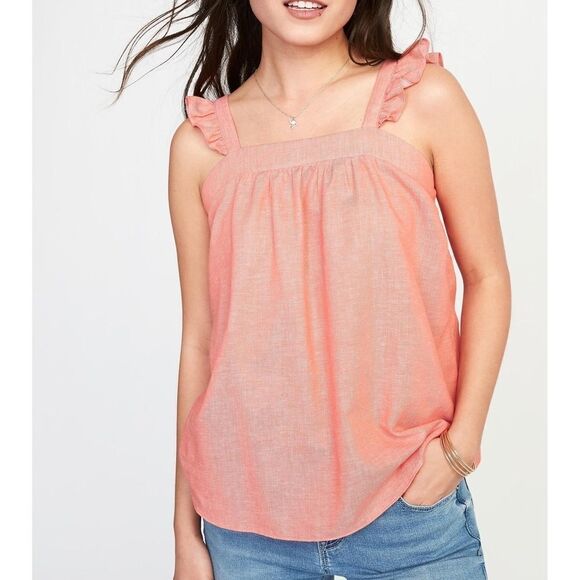 ✨ HP✨Sleeveless Ruffle-Trim Linen 
Briquette✨ - Picture 1 of 2